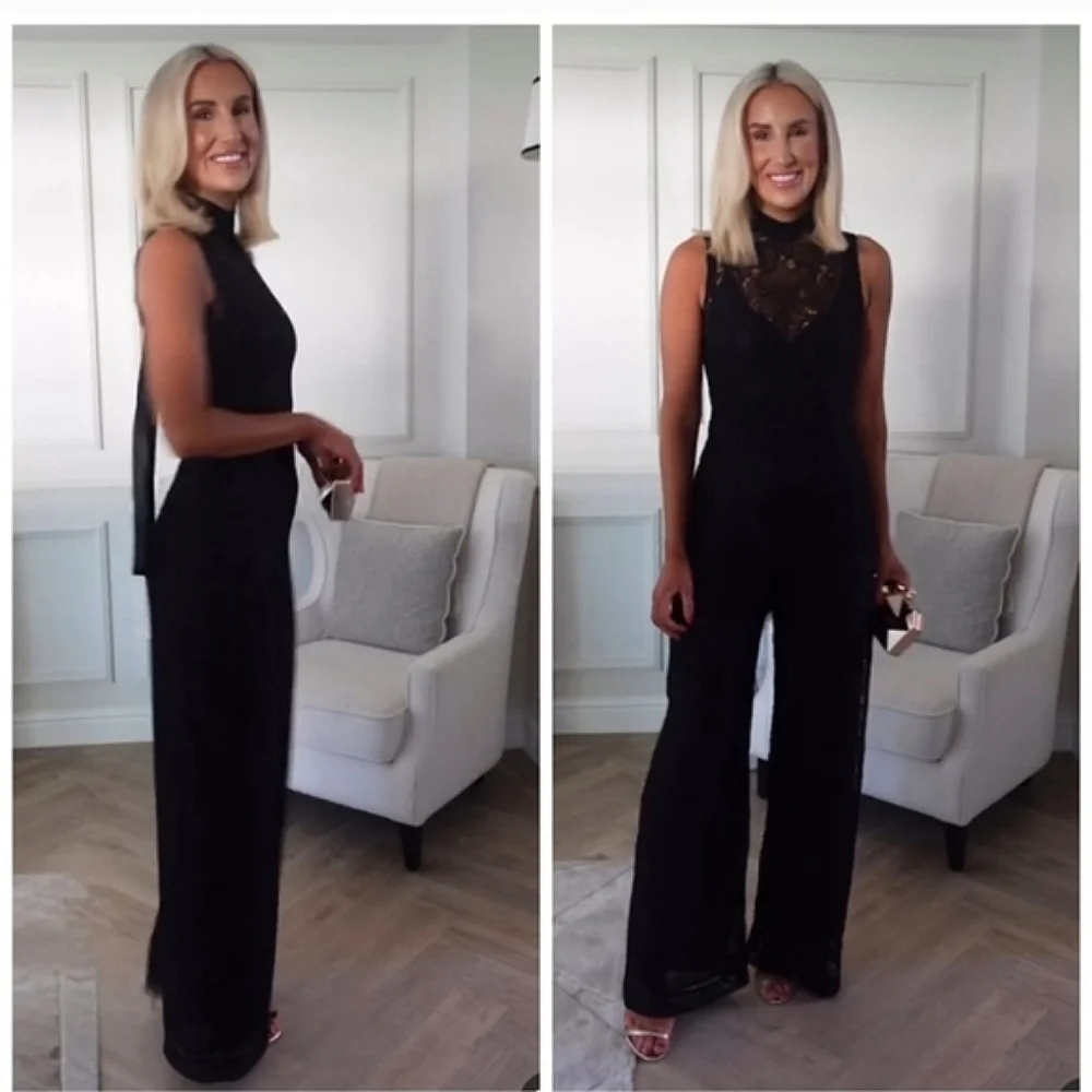 Zara Lace Jumpsuit Wide Black Size XS